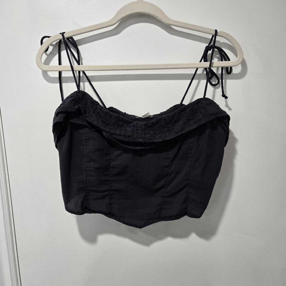 American Eagle Grey Lace Crop Top